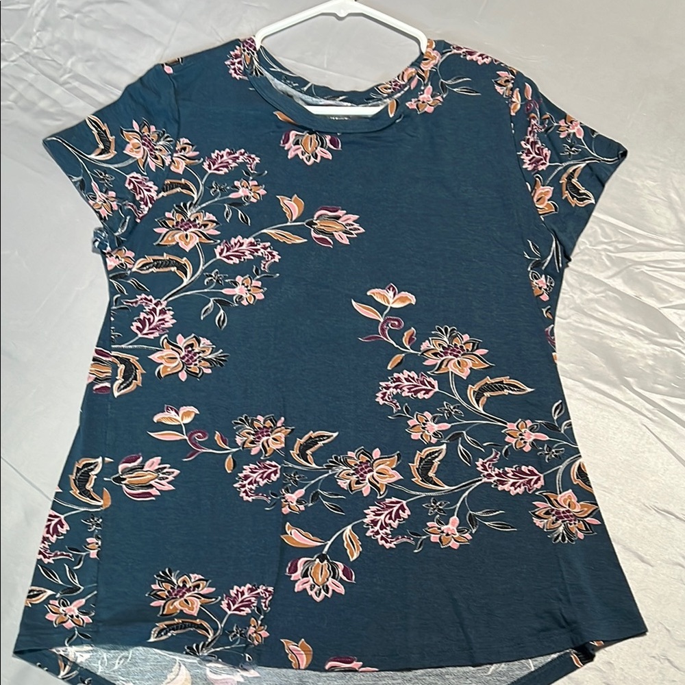 Maurices Blue Fitted Cap Sleeve T-Shirt